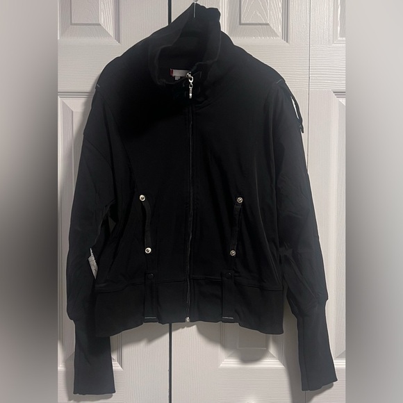 Women's Joy Li Black High Collared Zip Up Jacket - Picture 1 of 6